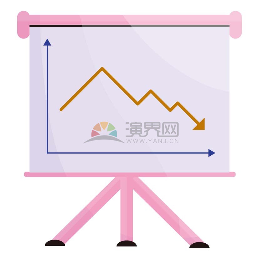 卡通投屏顯示屏數(shù)據(jù)下降匯報辦公元素