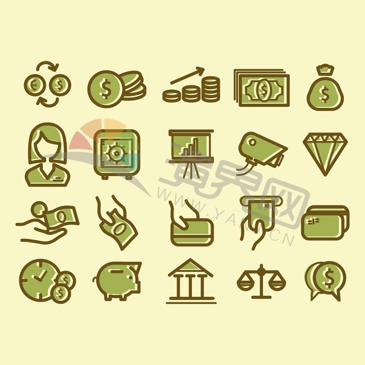 漸變黃色系金融圖標(biāo)卡通元素設(shè)計(jì)合集