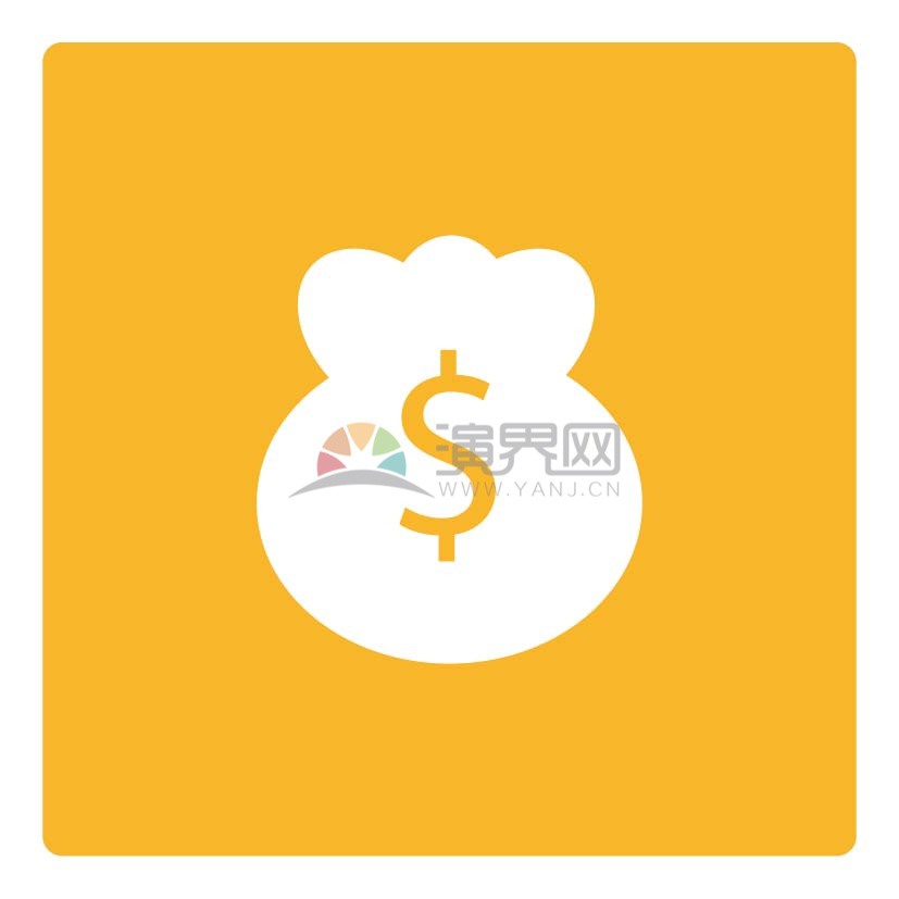 黃色背景錢袋商業(yè)圖標(biāo)矢量素材