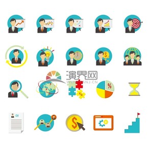  Collection of icons for business and business office figures