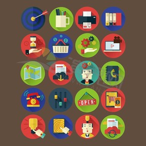  Collection of icons of green commercial and financial elements