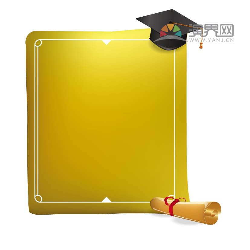 黄色毕业寄语书写创意古典简约设计实用边框