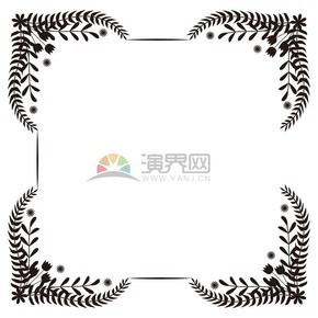 花朵黑白樹(shù)葉正方形邊框鏡框展示框底框