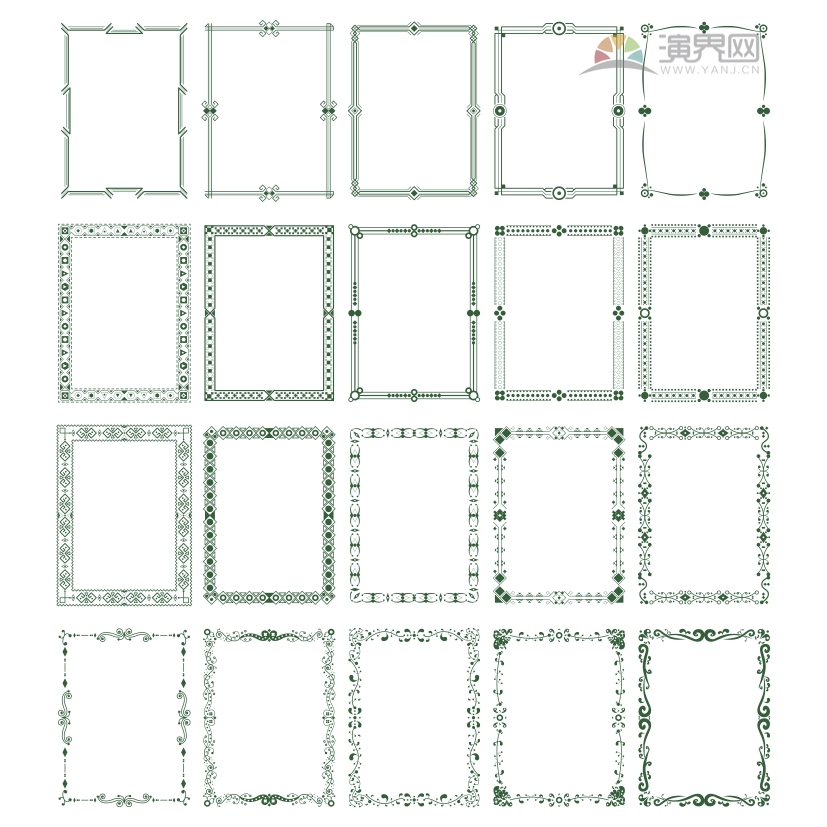 綠色簡約設(shè)計實(shí)用古典邊框合集