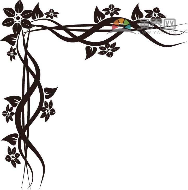 黑色花朵創(chuàng)意古典簡約設(shè)計(jì)實(shí)用花紋裝飾邊框