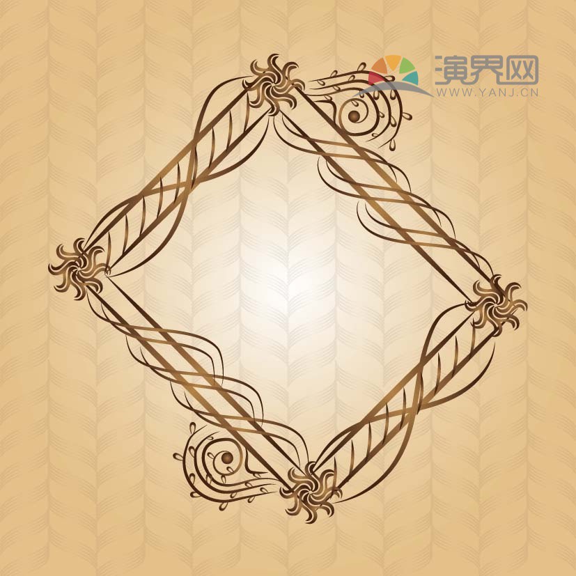 黃色菱形創(chuàng)意古典簡約設計實用花紋裝飾邊框