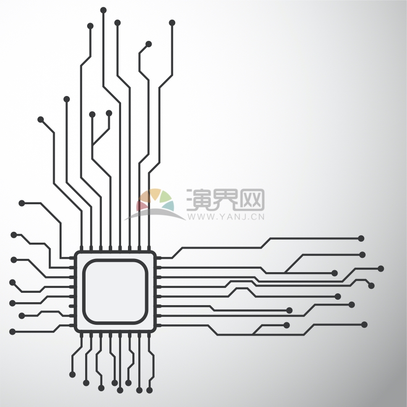 科技芯片電路板集成電路線條圓角正方形