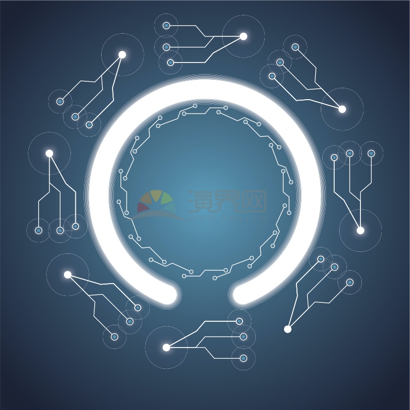 科技芯片電路板集成電路線條圓形環(huán)形環(huán)繞
