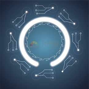 科技芯片電路板集成電路線條圓形環(huán)形環(huán)繞