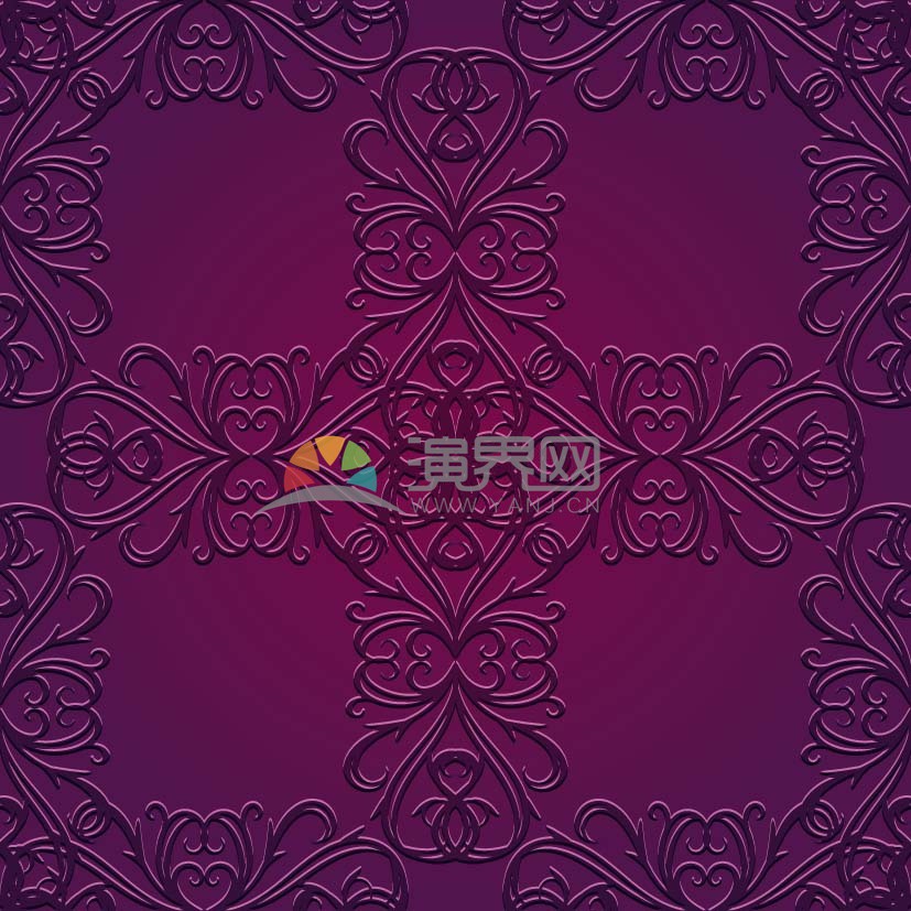 深色古典浮雕花紋矢量背景圖