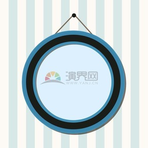 蓝色边框圆形化妆镜矢量图