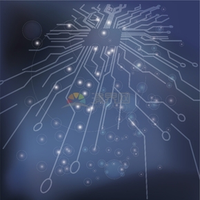 科技芯片電路板集成電路線(xiàn)條圓形正方形立體