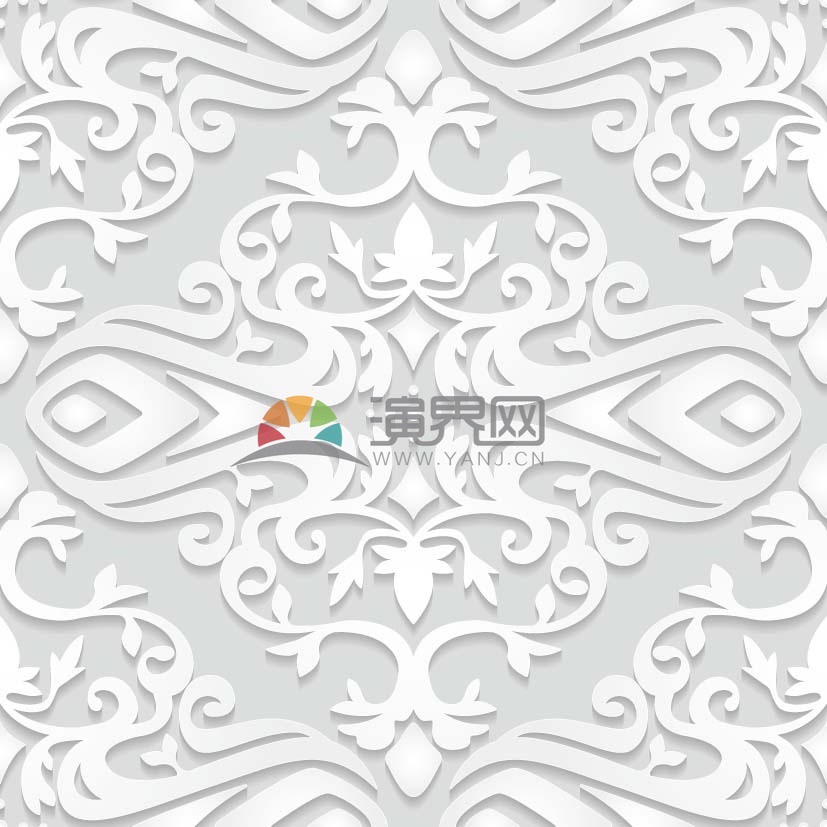 灰底白色古典花紋矢量背景