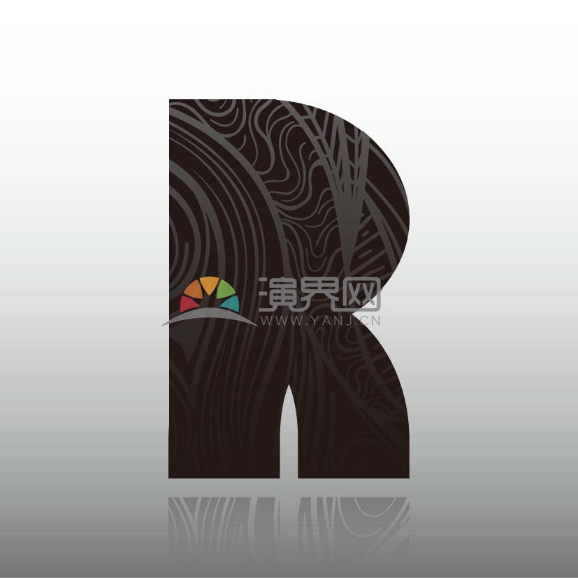 黑底灰色底紋字母R矢量圖標(biāo)