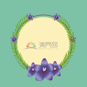 花紋線描圓形抽邊框