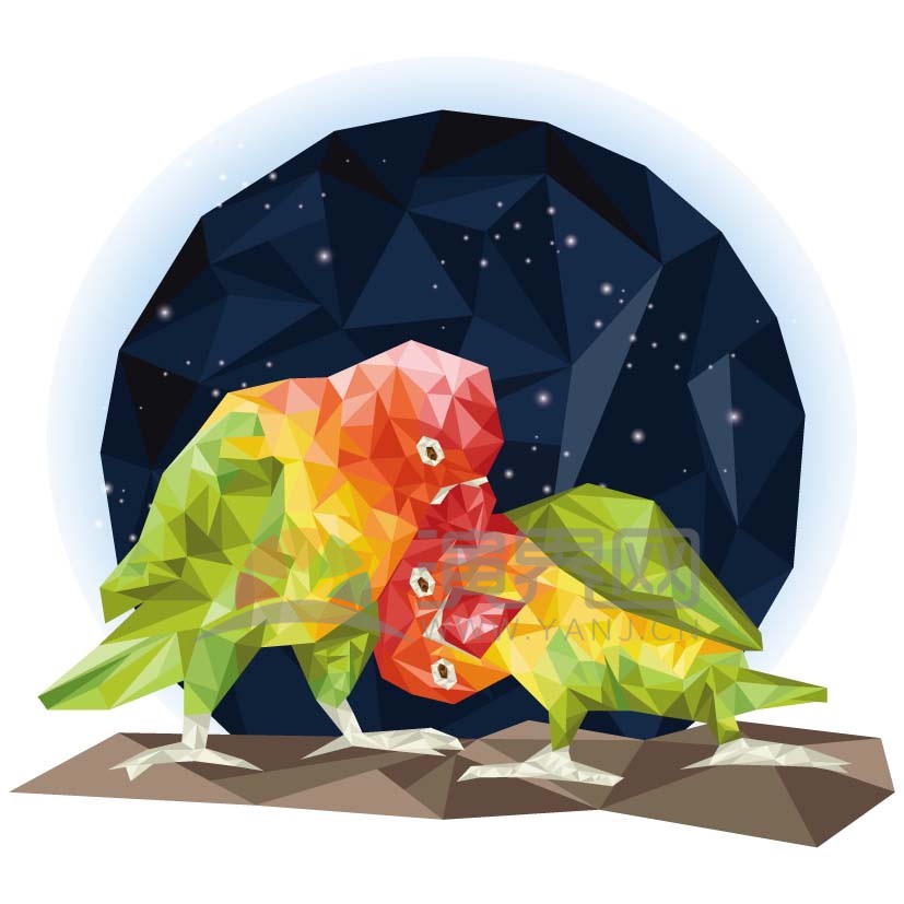 折紙風(fēng)相思鸚鵡一對