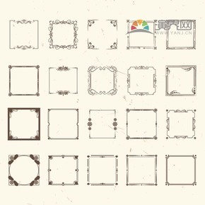 黑色方形創(chuàng)意古典簡約設(shè)計(jì)實(shí)用花紋裝飾邊框合集