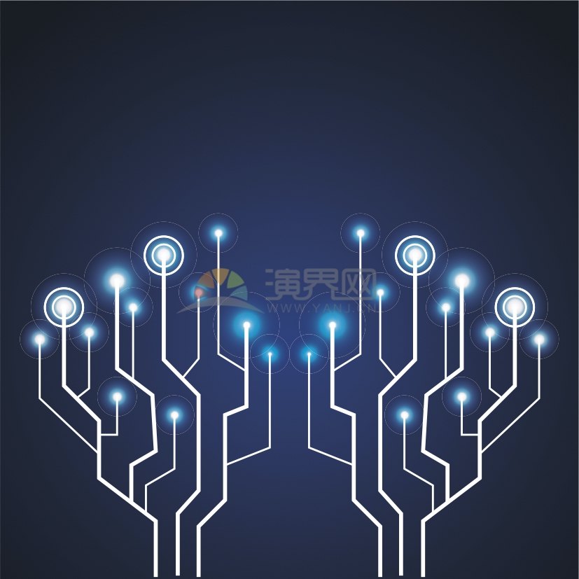 科技芯片電路板集成電路線條圓形分叉