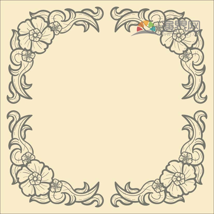 黑色創(chuàng)意方形古典簡(jiǎn)約設(shè)計(jì)線條流暢實(shí)用花紋裝飾邊框