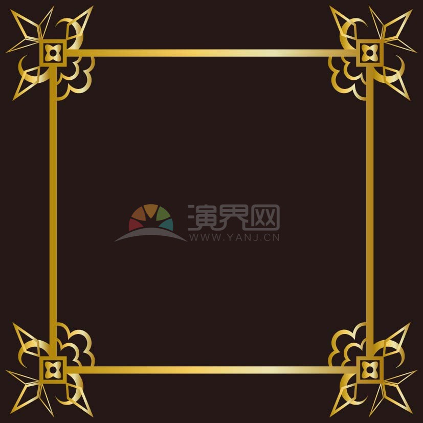 黑色暗金玫瑰對稱正方形邊框底框展示框畫框