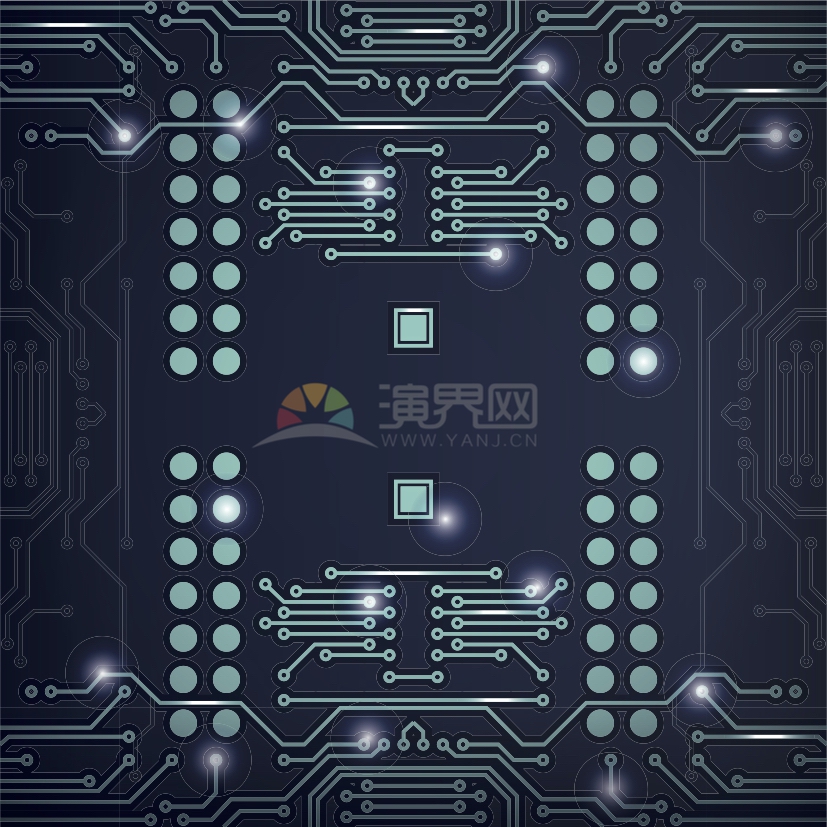 科技芯片電路板集成電路線條圓形多邊形