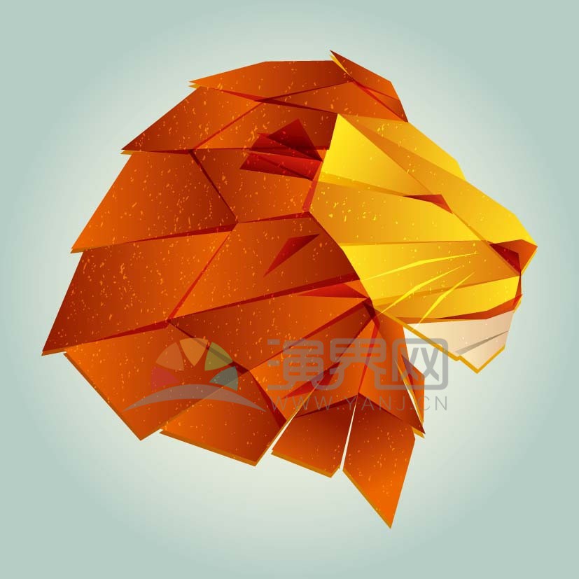 折紙漸變精美創(chuàng)意雄獅