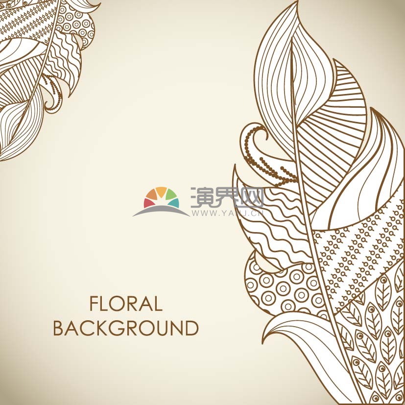 簡約設計線條流暢植物葉子實用花紋裝飾背景圖案