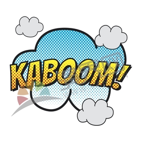 橘字藍白漸變底漫畫抽象藝術字KABOOM