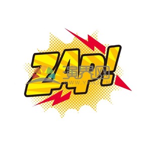 紅色閃電裝飾波普風藝術字ZAP矢量圖