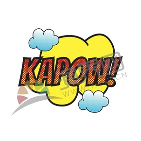  Red ink, orange bottom, cartoon, abstract artistic character KAPOW