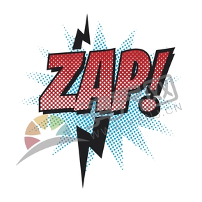  Red ink, blue black background, cartoon, abstract artistic character ZAP