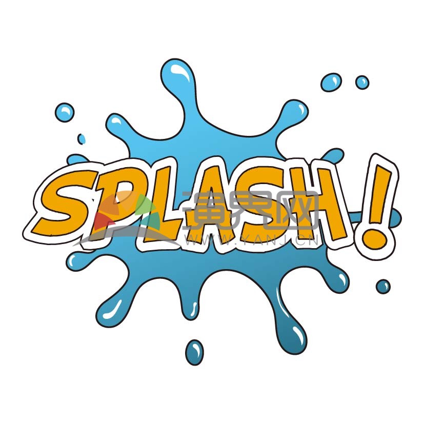 水滴潑濺背景藝術(shù)單詞SPLASH矢量圖