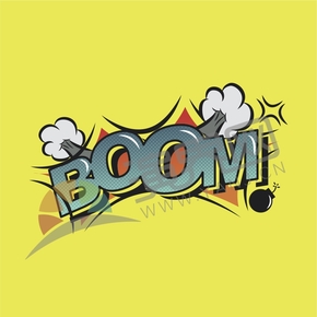 藍色橘底漫畫抽象藝術字BOOM