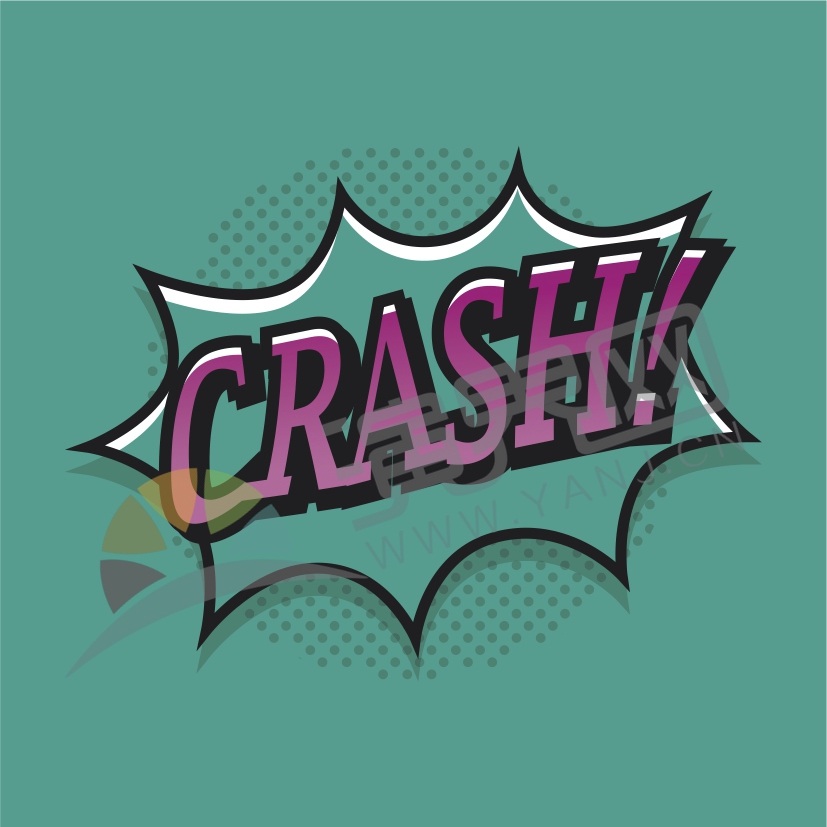 紫字綠底漫畫抽象藝術字CRASH