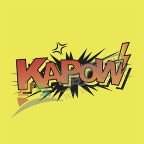 橘字黃底漫畫抽象藝術字KAPOW