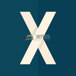 創(chuàng)意折紙風(fēng)簡約藍(lán)色字母圖標(biāo)X