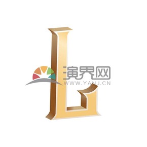 燙金立體英文字母L矢量圖