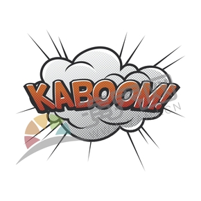 橘底灰字漫畫抽象藝術字KABOOM