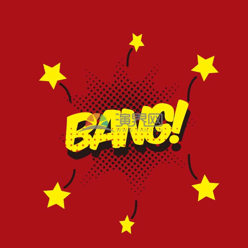 BANG紅色星星背景藝術字