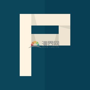 創(chuàng)意折紙風(fēng)簡約藍色字母圖標(biāo)P