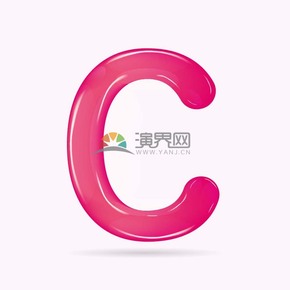粉红色透明水彩字母C
