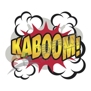 橘色紅底漫畫抽象藝術字KABOOM