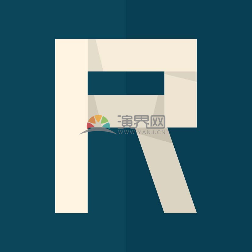 創(chuàng)意折紙風(fēng)簡(jiǎn)約藍(lán)色字母圖標(biāo)R