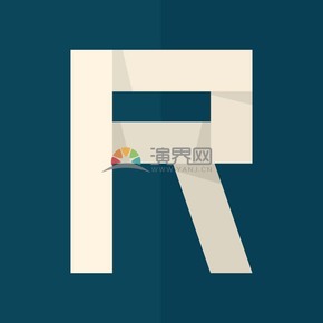 創(chuàng)意折紙風(fēng)簡約藍色字母圖標R