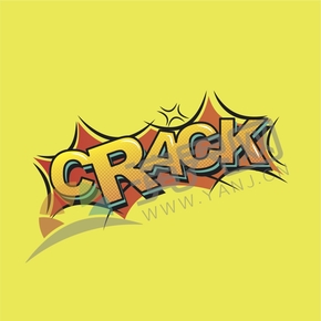 橘字黃底漫畫抽象藝術字CRACK