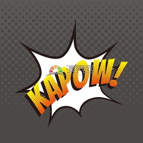 灰色斑點背景藝術字KAPOW