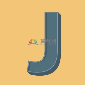 創(chuàng)意黃色背景藍(lán)色立體2.5D字母元素J