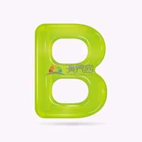  Light green transparent watercolor letter B