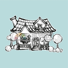 簡(jiǎn)約創(chuàng)意設(shè)計(jì)可愛(ài)房屋別墅卡通建筑物