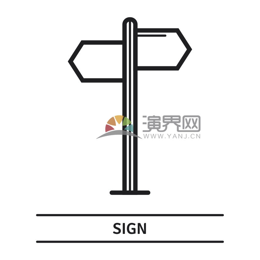 路邊指示牌卡通有趣設(shè)計(jì)